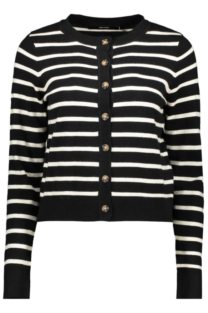 VMSABA PLAIN LS O-NECK CARDIGAN NOO 10331771 BLACK/BIRCH